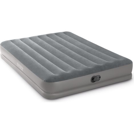 Intex 64114 - Materasso Gonfiabile Dura-Beam Prestige Mid-Rise Matrimoniale, con Pompa USB incorporata, PVC, Grigio, 152x203x30 cm