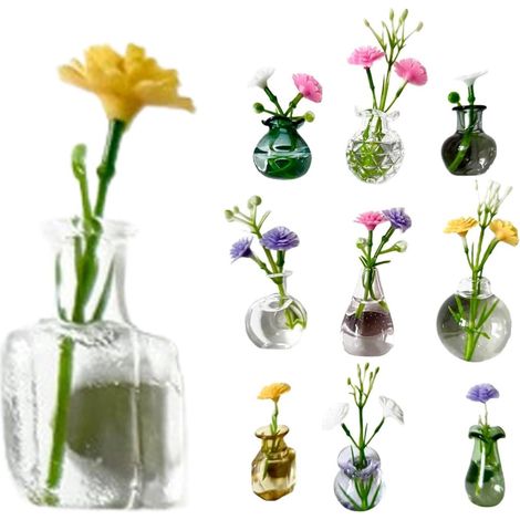 Mini Vases Aimantés 10 Pièces avec des Fleurs Mini Vases Aimantés Pour Réfrigérateur Maison Cuisine Classe Bureau Photos Maman Femmes Filles Et (1/5)