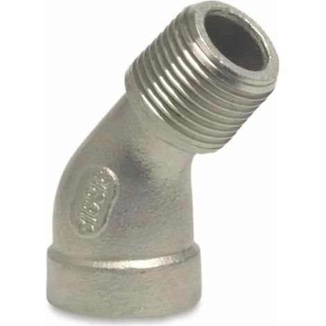 Curva in Acciaio Inox 45 Gradi, Raccordo Filettato 3/8"