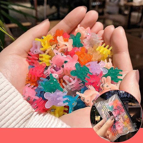 50 Mini-Haarspangen, kleine Haarspangen für Kinder, verschiedene Farben, zum Befestigen des Ponys, Haarschmuck, Haarstyling-Werkzeuge für Mädchen - Blumenmuster -