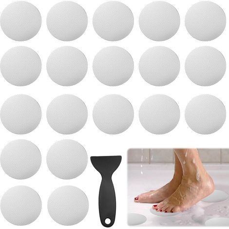 Lot de 24 pastilles antidérapantes blanches pour baignoire, adhésifs ronds de sécurité pour douche, marches d’escalier avec surface texturée (1/5)