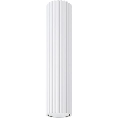 Moderner, weißer, runder Deckenstrahler mit Rillenprofil, 30 cm Rohrdurchmesser, für Küche und Flur, 1 x GU10 10 W Carbon, Sollux Lighting (1/5)