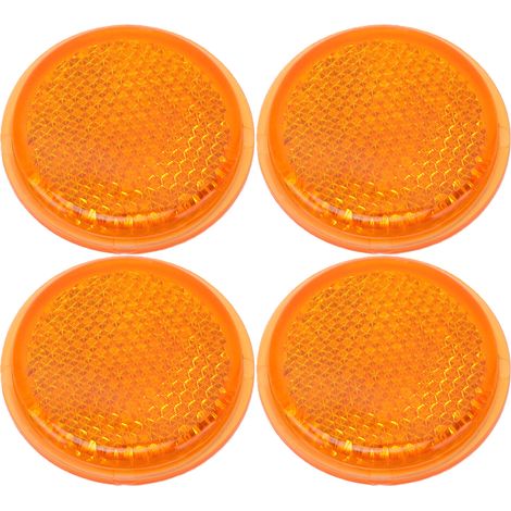 Runde orangefarbene Reflektoren 45 mm, 4 Stück, universeller Klebereflektor für Anhänger, LKWs, Autos, Boote, Wohnmobile, Garagen. (1/5)