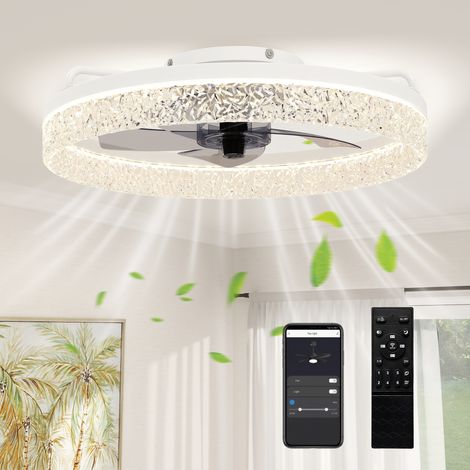 HOMCOM Ceiling Fans with Lights and Remote & App Control for Bedroom, White