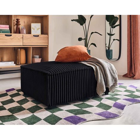 Stella - pouf - aus grob geripptem cord - schwarz (1/5)
