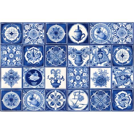 Autocollant décoratif pour carrelage salle de bain 24 pièces en PVC vintage, résistant aux éclaboussures, facile à poser et amovible pour décoration de sol (1/5)