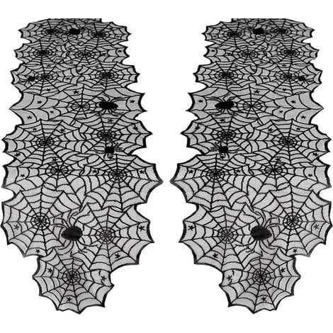 Lot de 2 Chemin de Table Toile d'Araignée, Décoration Halloween, 45x180 cm (1/5)