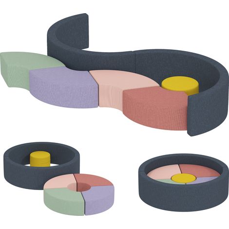Parcours de motricité pour bébé, module de 7 pièces avec housse lavable, 107 x 107 x 30 cm, multicolore