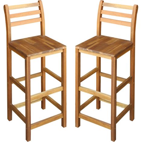Vidaxl – Tabourets de bar en bois d'acacia massif – Lot de 2 – Hauteur d'assise 75 cm – Dimensions 42 x 36 x 110 cm – Pour intérieur et extérieur