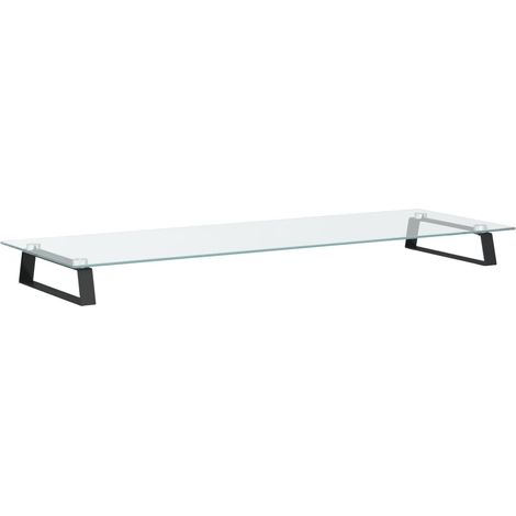 Supporto per monitor da tavolo mobile da scrivania 100 x 35 x 8 cm vetro temperato e metallo nero 020044853