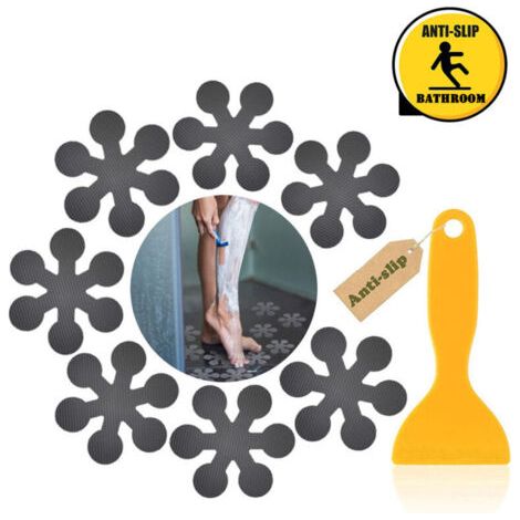 ALLIANDISLot de 24 Gris Autocollants antidérapants pour Baignoire avec grattoir de qualité supérieure (1/4)