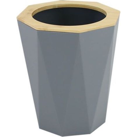 Cleafe - Pattumiera Cestino Spazzatura A Cilindro Esagonale Geometrico Grigio Legno Da Bagno 10850 - (1/5)
