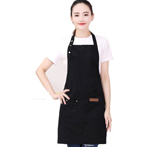 Tablier de Cuisine Imperméable en Toile avec Poche Réglable, Portable pour Jardin et Travaux Culinaires Noir (1/5)