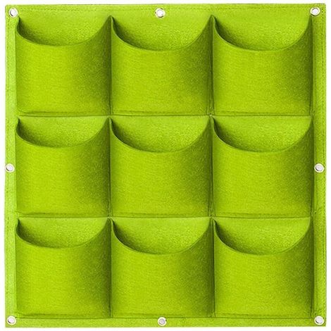 9 poches à suspendre pour plantes, sacs de culture pour plantes d'extérieur, fleurs, pommes de terre, tomates et fraises (vert)- (1/5)