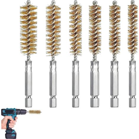 Brosse métallique pour perceuse, petite brosse métallique pour perceuse, brosse perforée en acier inoxydable pour polissage, ponçage, perceuses à percussion, 8-25 mm, argent (6) (1/5)
