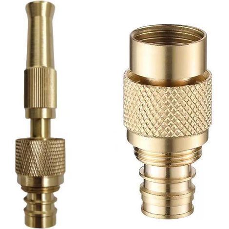 Pistolet haute pression 2 pièces en laiton massif avec raccord universel 1/2" et 3/4" buse réglable sans outil (1/3)