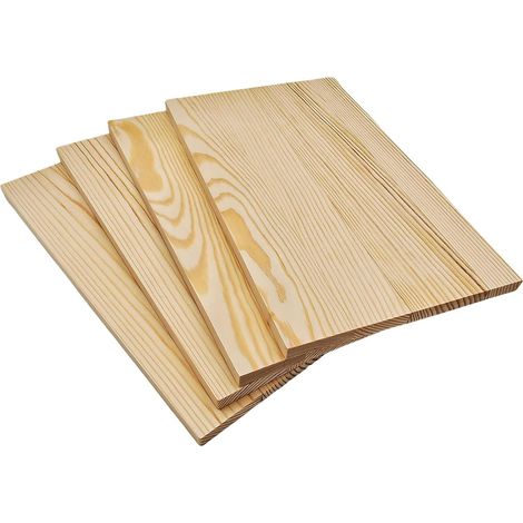Lot de 4 planches rectangulaires en bois brut pour travaux manuels, 25 x 15 x 1 cm, blocs de bois vierges pour sculpter, peindre et brûler (1/5)