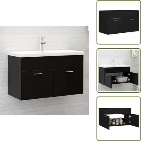 Waschbeckenunterschrank Schwarz 80x38,5x46 cm Holzwerkstoff - Waschtischschrank - Badezimmermöbel - Badeschrank - Holzwerkstoffschrank - Schwarzer Schrank