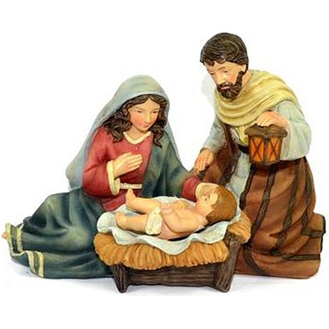 Natività sacra famiglia per presepe statua di natale decorazioni addobbi idea regalo cm 11 resina ornamento casa in blocco (1/2)