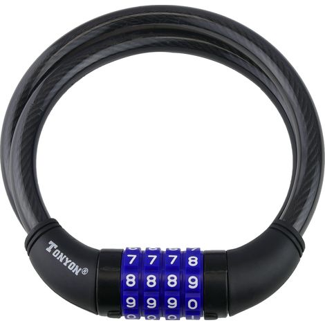 PrimeMatik - Câble en acier avec cadenas pour vélo 12x800mm combinaison (1/4)