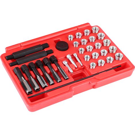 Kit de réparation de filetage pour bougie de préchauffage, 33 pièces, taraud, insert, guide, outil de pose, lot complet (1/3)
