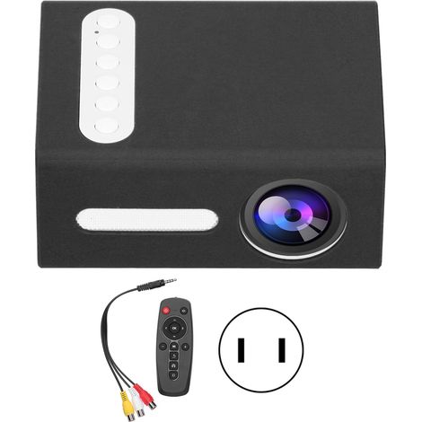 Mini projecteur domestique portable LED T300, lecteur vidéo multimédia pour maison et théâtre pour enfants, 100-240V (Blanc Noir, prise US) (1/5)