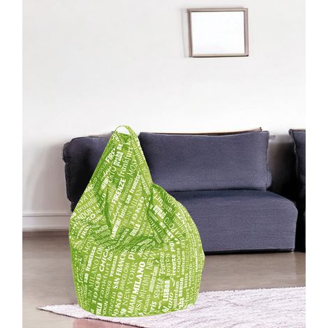 Dmora Pouf avec motif de lettrage, vert et blanc, Dimensions 80 x 120 x 80 cm, avec emballage renforcé