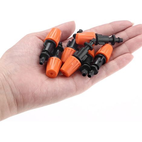Lance d'arrosage [50 pièces] Misting Nozzle adjustable plastique noir/orange 4mm/7mm (1/5)