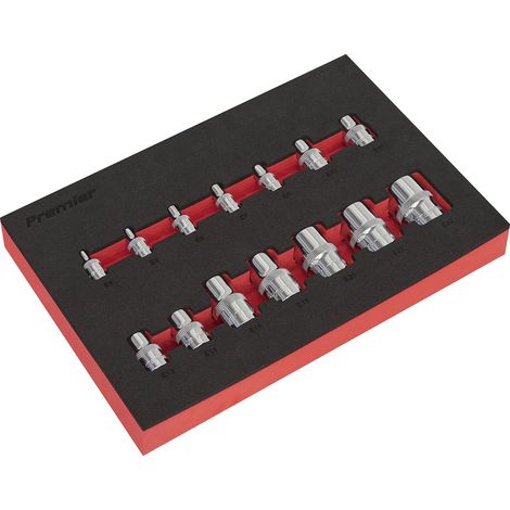 Sealey Premier TRX-Star Socket Set 1/4"", 3/8"" & 1/2""Sq Drive 14pc AK61807