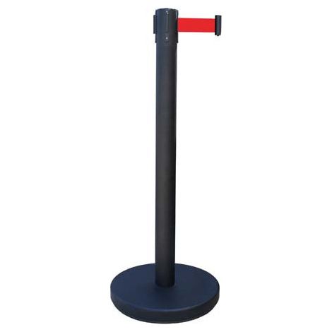 Postes separadores (con cinta extensible retráctil) 2m, Ø63mm METALWORKS Poste Negro / Cinta Roja