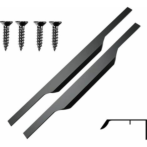 Poignée Cuisine Poignee de Meuble Poignées de Meuble dissimulées Poignées de Porte Noir Mat Poignée Profil en Aluminium Poignée Intégrée Meuble Cuisine pour tiroir placard intérie meuble 2 P