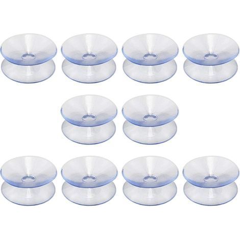 Lot de 10 ventouses double face en caoutchouc de silicone pour dessus de table - Ventouse transparente sans crochets - Compatible avec plateau en verre - Taille : 35 mm (1/5)