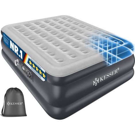 KESSER® Luftbett mit integrierter elektrischer Pumpe - Doppel, Grau, Anthrazit (1/5)