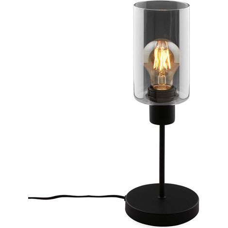 Tischleuchte, schwarz, Rauchglas, 1xE27/max.10W