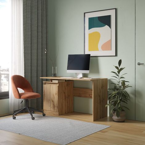 Bureau SOLA - Spacieux - Ferme - Chêne Wotan - Largeur 120 cm, Hauteur 73 cm, Profondeur 59 cm (1/4)