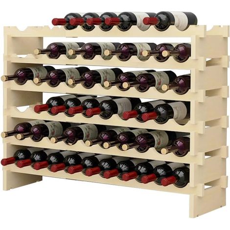 Soges Botellero Botellero apilable Armario para Vino de 6 Niveles con Capacidad para 60 Botellas Botellero de Madera (1/5)