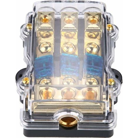 Fuse Holder, 24V 60A Fuse Distribution Block, Auto Stereo Audio Circuit Fuse Box, 1 Output of 3 Fuse Holders (1/5)