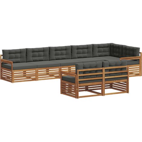 Conjunto de sofás de exterior 8 uds. Natural y Antracita vidaXL (1/5)