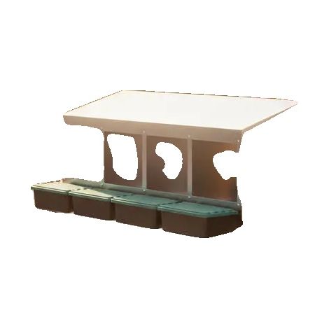Nido para gallinas, construcción de acero galvanizado, diseño de 4 compartimentos, color plata. (1/2)