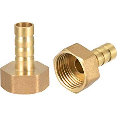 Brass Hose Connector Adapter 2 Pcs Screw Connection Leak-Proof Nozzle Fitting for Garden Watering Irrigation System Fits 6mm to 16mm Hose 1/2 Inch Yellow Easy Installation Outdoor Use(Gold) (1/2)