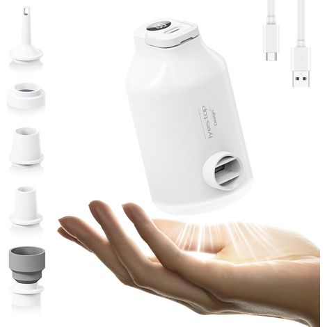 Pompe à Air Gonfleur Électrique avec Batterie pour Matelas Lits Gonflable, Sacs de Rangement sous Vide, 5 Buses & Lampe de Camping, Gonflage et Dégonflage Rapides, Portatif pour Bouée Piscine (1/5)