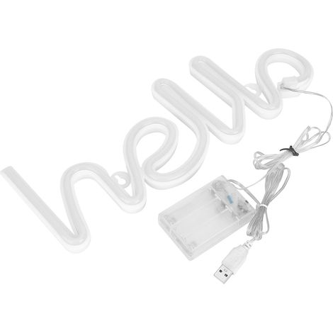 Enseigne Neon LED "Hello" Décoration Murale - PVC Flexible Lumière Douce - 34cm Piles/USB
