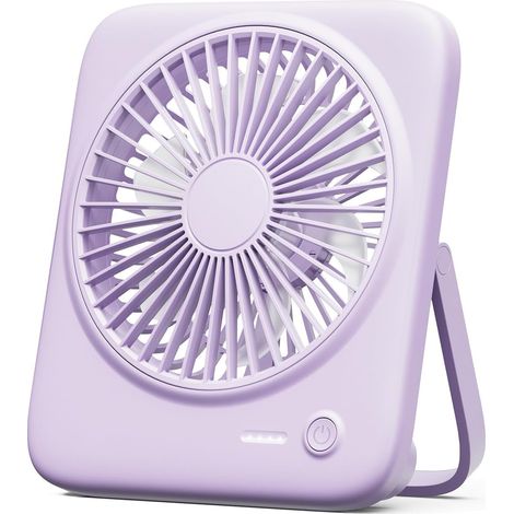 Ventilateur de bureau portable, petit ventilateur personnel, silencieux, 4 vitesses, adapté aux voyages, au bureau, au bureau (violet) 6,5 pouces