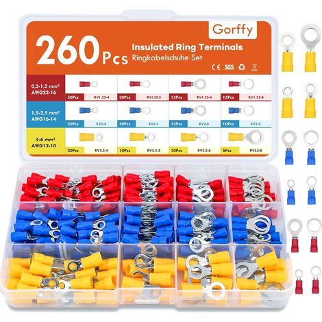 Cosses Électriques à Sertir Anneaux, 0,5 à 6 mm² Cosse Ronde Isolée (1/5)