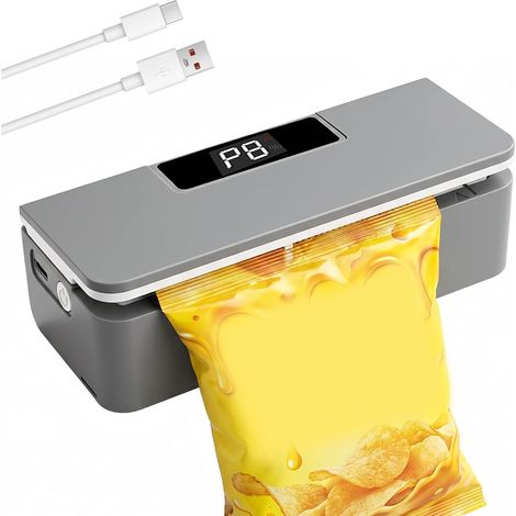 Mini-Beutelverschließer, Heißsiegelgerät, Siegelmaschine, tragbarer 2-in-1-Heißsiegeler mit Schneidefunktion, 8 Geschwindigkeitsstufen, magnetische Temperaturregelung, für Pommes-Frites-Beutel (1/5)