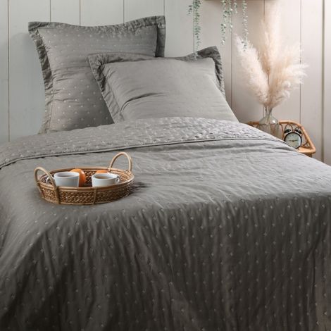 Couvre lit boutis réversible 260x240 avec 2 taies d'oreiller