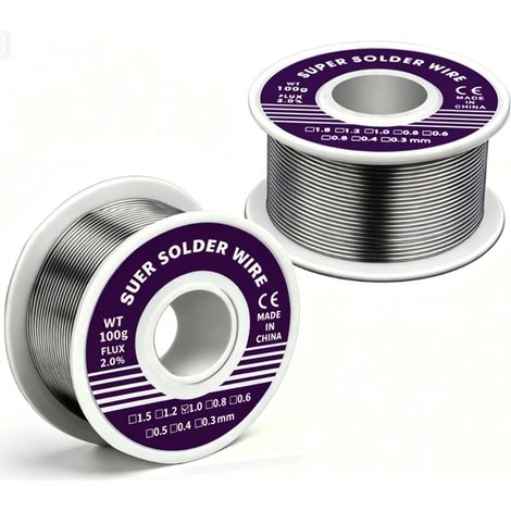 Stück Lötdraht mit Flussmittel, Niedertemperatur-Lötdraht für Elektroniklöten, Heimwerkerprojekte und Reparaturen, 1 mm, 100 g, bleifrei, mit Harzkern (1/5)