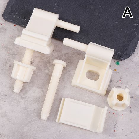 1 kit de remplacement de charnière de siège de toilette, accessoires de couvercle de toilette en plastique : vis et écrous fixes pour charnières de couvercle, Style A (1/5)