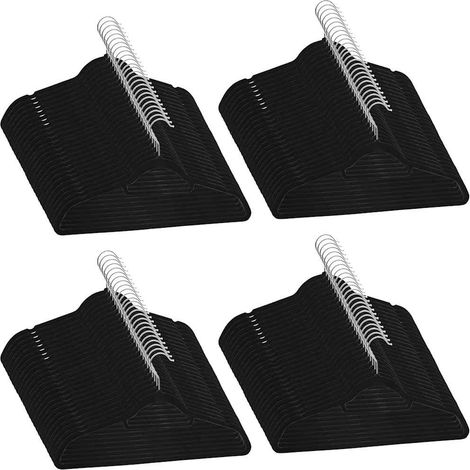 Cintres antidérapants 100 pcs Noir Velours (1/5)