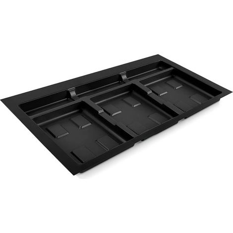 emuca base para contenedores de cajón cocina recycle, 3 huecos, módulo 800mm, plástico, negro